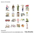 Lot de 20 stickers en PET thème City Shuttle avec illustrations de vie urbaine variées - Navette Urbaine