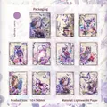 Silent Midnight vintage stickers with purple owl, butterfly and floral patterns, 30 pieces - Quiet Midnight