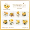 Gelbes Rosen-PET-Dekoband mit 60 mm Breite für florale Collagen und Scrapbooking - Champagner-Spitze