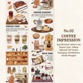 Vintage PET coffee theme decorative tape with hand-drawn coffee cups and beans pattern - Coffee Impression