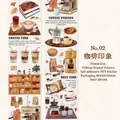 Vintage PET coffee theme decorative tape with hand-drawn coffee cups and beans pattern - Coffee Impression