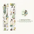 Mattes PET-Dekoband Frühlingskorridor-Stil mit Anime-Mädchen und Blumenillustrationen - Frühlingskorridor