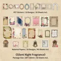 Set de 60 autocollants vintage en PET et papier, motifs floraux dans un emballage 10x15cm - Nuit Parfumée Calme