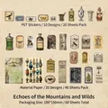 Pack de 60 autocollants vintage en PET et papier avec motifs botaniques et d'insectes - Écho de la Montagne
