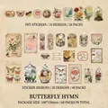 Kit de 60 autocollants PET vintage botaniques et papier avec papillons et motifs floraux - Lamentation du Papillon