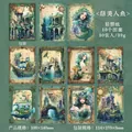 Green mermaid theme scrapbook paper kit with 30 sheets of vintage undersea illustrations - Green Mermaid