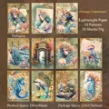 Orange Underwater theme mermaid light paper scrapbooking set, 30 sheets of vintage stickers - Orange Seabed