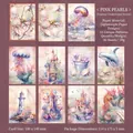 Set di 30 fogli di carta per scrapbooking a tema sirena Pink Pearl con acquerelli - Perla Rosa