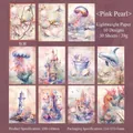 Pink Pearl mermaid fantasy scrapbook paper set with 30 sheets of watercolor designs - Pink Pearl