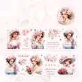 Vintage PET-Klebeband mit Blumenmädchen-Motiv für DIY-Scrapbooking und Journaling - Pfirsich-Schatz
