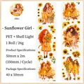 Nastro adesivo PET decorativo con effetto luce a conchiglia ragazza girasole 50mm - Ragazza Girasole