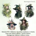 Adesivi PET retrò fata magica con illustrazioni di streghe della foresta per DIY - Foresta norvegese