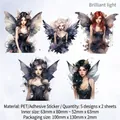 Set da 10 adesivi PET fate gotiche scure per decorazione scrapbooking e planner DIY - Luce Radiante