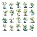 Set di 40 adesivi PET fiori acquerello Garden in a Bottle per scrapbooking e arte - Giardino in Bottiglia