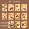 Vintage light paper scrapbooking set featuring bee and floral designs in retro yellow tones - Bee & Poetry