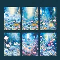 Set de 5 pegatinas jardín Blue Melody con efecto nácar para manualidades DIY - Melodía Azul