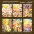 Pegatinas washi Garden Sunset con motivos florali y acabado nacarado set de 5 hojas - Resplandor del Atardecer