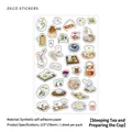 Deco sticker set featuring Chinese tea culture illustrations on synthetic adhesive paper - Brewing Tea