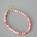 Collana di perle di apatite rosa in stile vintage con chiusura dorata regolabile - Rosa