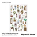 Chinese retro style deco stickers with ink painting patterns on white background - Ink Wash Charm