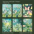 Set de pegatinas de flores de jardín con acabado nacarado y mariposas para scrapbooking - Elfo de la Isla Verde