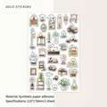 Vintage Chinese style stickers with classic furniture and porcelain motifs for journaling - Crane Mountain