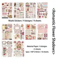 Retro floral scrapbooking set with 10 pieces of vintage rose and butterfly stickers - Romantic Flower