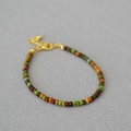 Handmade beaded bracelet with Van Gogh sunflower colors and adjustable gold lobster clasp - Retro Mixed Colors
