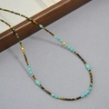 Collana vintage in stile francese con perline turchesi e dettagli dorati raffinati - Collana