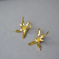 Orecchini a forma di iris dorato irregolare in stile cinese minimalista - Oro