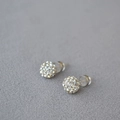 Funkelnde Shamballa 925 Silber Ohrstecker mit kristallbesetzten Tonkugeln für Damen - 8mm