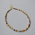 Vintage Maillard tiger eye beaded necklace with natural baroque pearls and shell accents - Necklace (6104223138559)