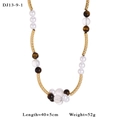 Collana con occhio di tigre e perle con tubi dorati testurizzati in stile vintage - Giunzione di Occhio di Tigre Perlato (13-9-1)