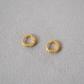 Close-up of gold-plated brass hoop earrings with unique hammered texture and matte finish - Gold Hammered Texture Round Buckle Earrings (44) / Gold