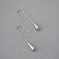 Polished silver teardrop earrings with long hook design on a dark textured background - Silver Minimalist Long Hook Water Drop Polished Drop Earrings (46) / Silver