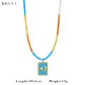 Colorful beaded necklace with celestial tarot sun and moon pendant in gold and blue - Sun Moon Enamel Pendant Style (13-7-1)