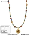 Collana multistrato con perle di turchese africano, occhio di tigre e acciaio inossidabile - Stile Ciondolo Occhio di Tigre Ovale (13-22-2)