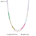 Colorful beaded pearl necklace with rainbow stones and white pearls, 40+5cm length - Five Pearls Beaded Style (13-7-2)