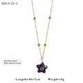 Collier en acier inoxydable doré avec pendentif étoile en pierre bleue et gemme rouge - Collier à Pendentif Étoile (DJ13-21-1)