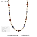 Collier de perles multi-matières en lapis-lazuli et acier inoxydable avec pierres rouges - Collier Perlé Multi-Matières (DJ13-21-2)