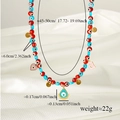Detailed size specifications for the evil eye colorful bead necklace with dimensions - Evil Eye Multicolor Beaded Style (款式3)
