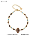 Bracelet bohème en perles d'oeil de tigre et turquoise avec breloque coeur - Bracelet en Perles (13-5-2)
