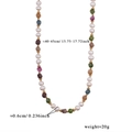 Close-up of colorful tourmaline beads and pearls with gold spacers and lobster clasp - Colorful Stones and Pearls Beaded Style (Style 1)
