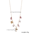 Detail view of colorful natural stone beaded necklace with dolphin charm and measurements - Gold Chain with Dolphin and Heart Pendant (Style 2)