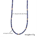 Vue détaillée du collier en lapis-lazuli avec dimensions, longueur 47-52cm et poids de 17g - Style Collier de Perles Lapis-Lazuli (Style 2)