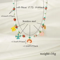 Multicolor beaded necklace with charms and stainless steel clasp in vibrant floral style - Multicolor Beads with Butterfly Flower Mushroom Pendant Style