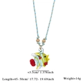 Collier avec pendentif poisson tropical en verre coloré et cordon tressé bleu et or - Poisson Rayé Jaune Bleu (Cordon Bleu Clair)