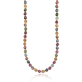 Close-up of natural colorful faceted gemstones and gold beads on a layered necklace - Multicolor Stone Beaded Style