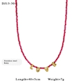 Handmade red seed bead necklace with gold LOVE letter charms and stainless steel clasp - Ruby Color Style (13-30-1)