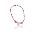 Detail of colorful beaded bracelet with baroque pearls and pink evil eye ceramic beads - Style 7